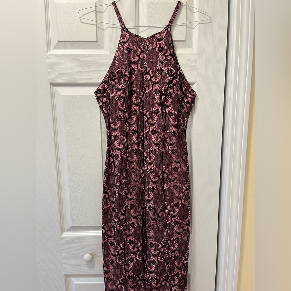 Bettie Page by Tatyana Black and Pink Open Back Retro Fitted Pencil Dress XL - Picture 1 of 5